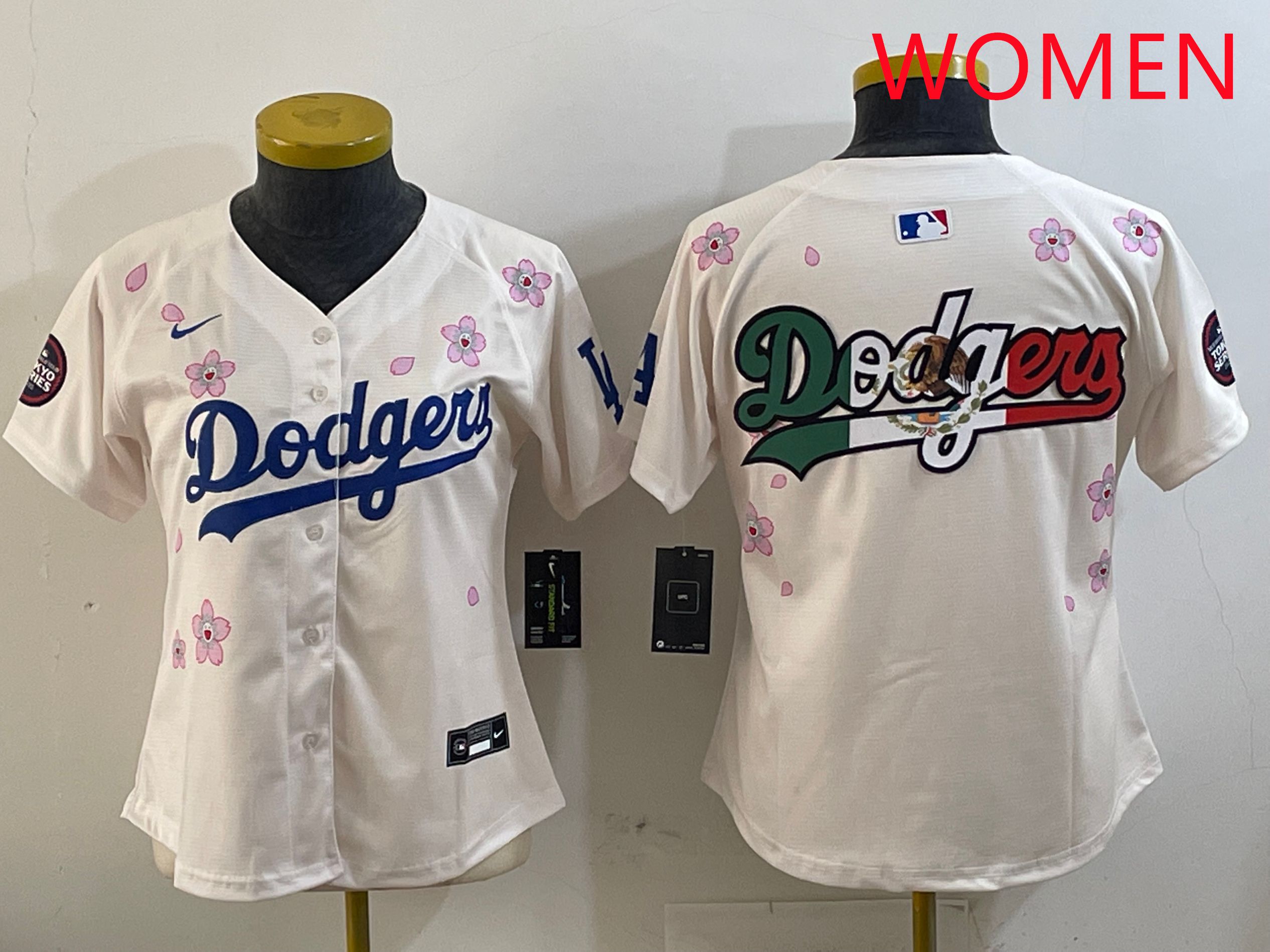 Women Los Angeles Dodgers Blank Cream Sakura Edition 2025 Nike MLB Jersey style 7
